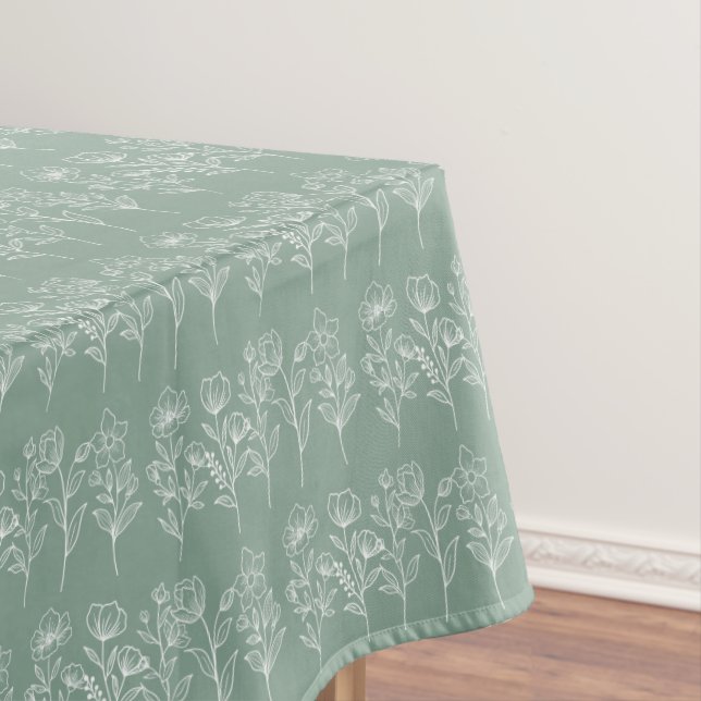 Mantel Verde Salvia Floral Boho Boda Verde (In Situ)