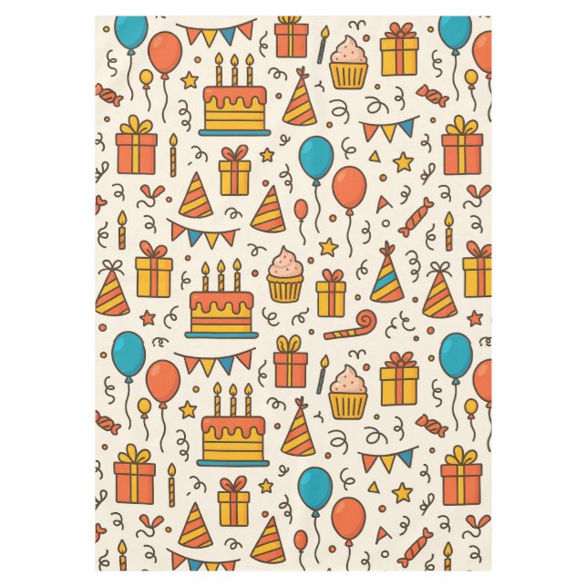 Mantel Vibrant Birthday Party Seamless Pattern (Anverso)