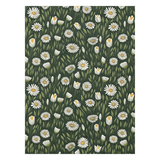 Mantel Vibrant Daisy Pattern with Lush Green Accents (Anverso)