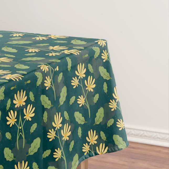 Mantel Vibrant Green Pattern with Yellow Flowers & Leaves (In Situ)