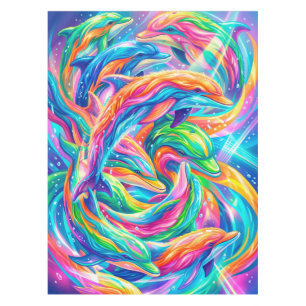 Mantel Vibrante paisaje de delfines oníricos – Boho psico