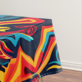 Mantel Vibrante Resumen del patrón étnico tribal Huichol