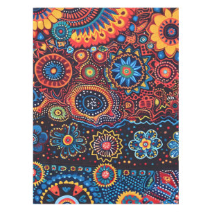 Mantel Vibrante Resumen del patrón étnico tribal Huichol