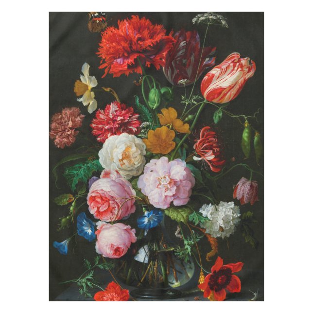 Mantel Vida con flores en una bolsa de vidrio (Anverso)