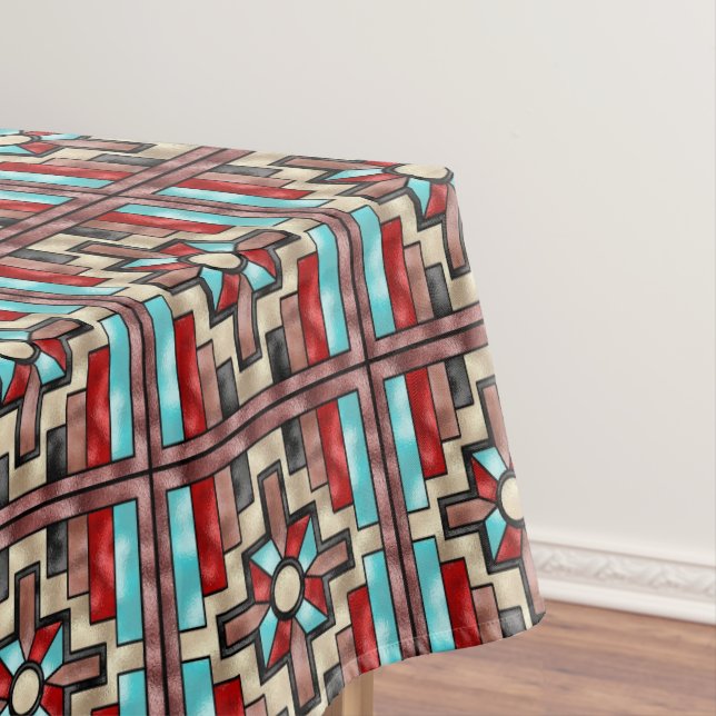 Mantel Vidrio falso teñido de patrón sudoeste (In Situ)