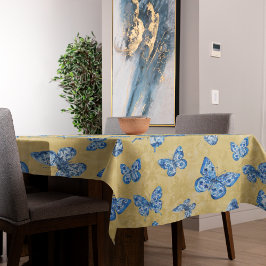 Mantel Viñeta Chinoiserie Blue White Butfly Gold