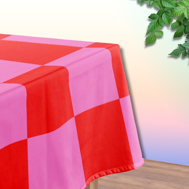 Mantel Viñeta de tablero de ajedrez rosa y rojo (Subido por el creador)