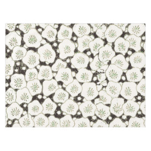 Mantel Vintage 1902 Japonés Floral: Flor Blanca Negra