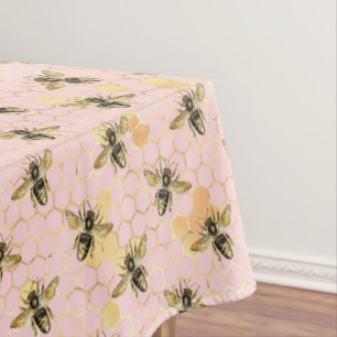 Mantel Vintage Bees Honeycomb Pattern Oro rosa