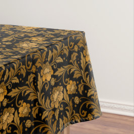 Mantel Vintage Brown Floral deja damasco en negro