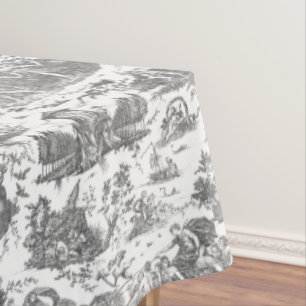 Mantel Vintage Chariot francés de Dawn Toile de Jouy-Gray