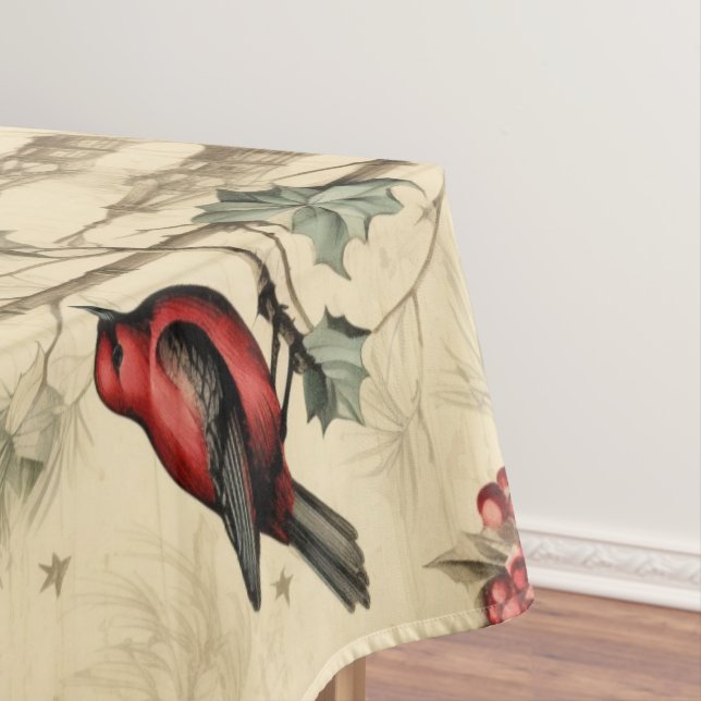 Mantel Vintage Christmas Blue Jay Red Mockingbird (In Situ)