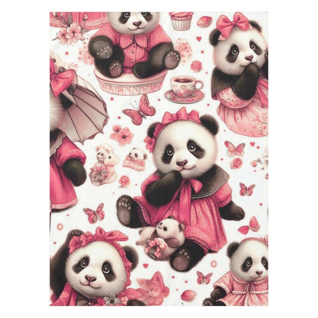 Mantel Vintage Cute Baby Panda Seamless (Anverso)
