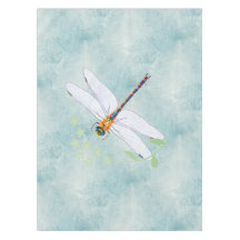 Vintage Dragonfly on Faded Floral Background