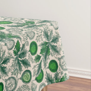 Mantel Vintage Green Navidades Holly Tablecloth
