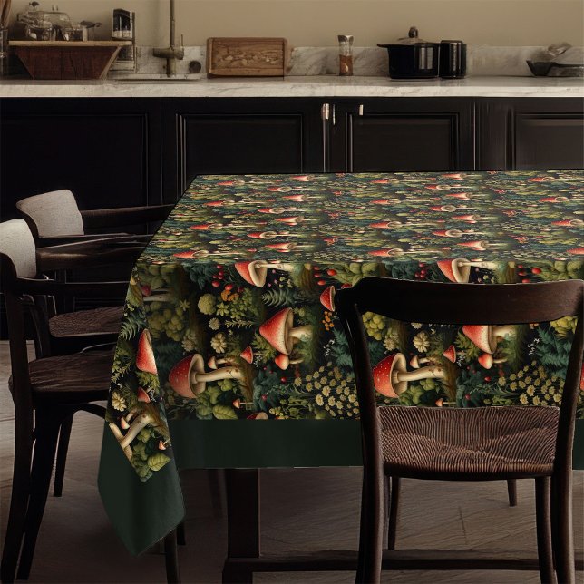 Mantel Vintage Mushroom Tablecloth Earthy Forest Style (Cottagecore Mushroom Tablecloth Rustic Nature Vibe)
