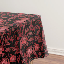 Mantel Vintage Red Floral deja damasco en negro
