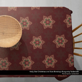 Mantel Vintage Red Navidades Holly patrón estrella celta