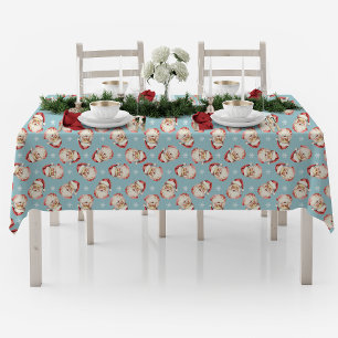 Mantel Vintage Retro Santa Azul Navidad