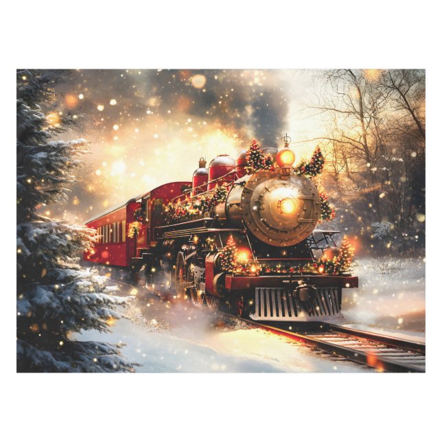 Mantel Vintage Snowy Night Navidades Train Express (Frente (Horizontal))