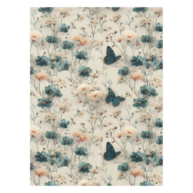 Mantel Vintage Spring Flowers and Butterflies (Anverso)