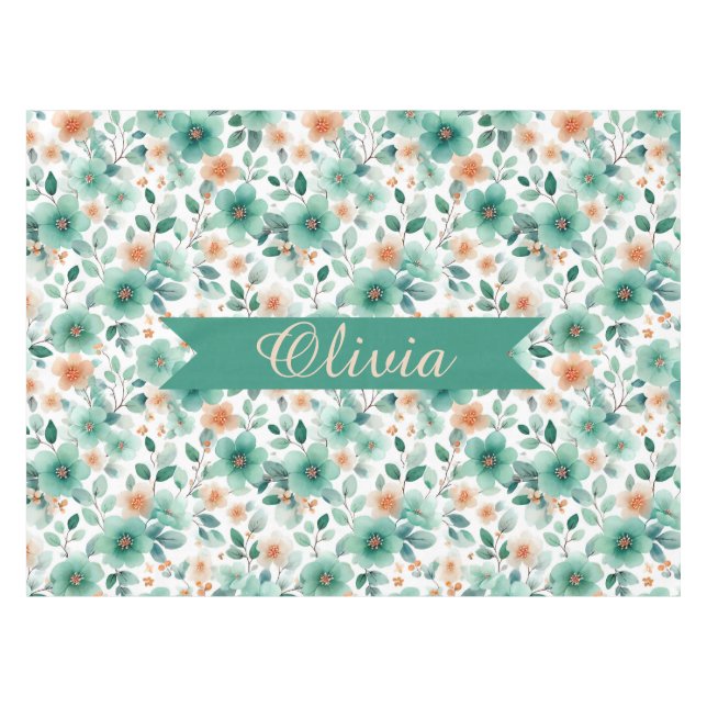 Mantel Vintage Spring Green Floral Personalized (Frente (Horizontal))