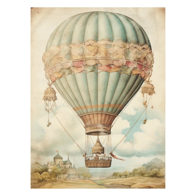 Mantel Vintage Steampunk Blue Hot Air Balloon (Anverso)