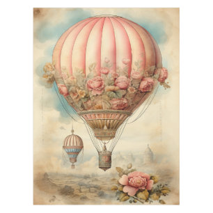 Mantel Vintage Steampunk Pink Floral Hot Air Balloon