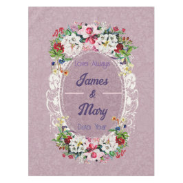 Mantel Vintage Watercolor Floral Lace Oval Garden Pink