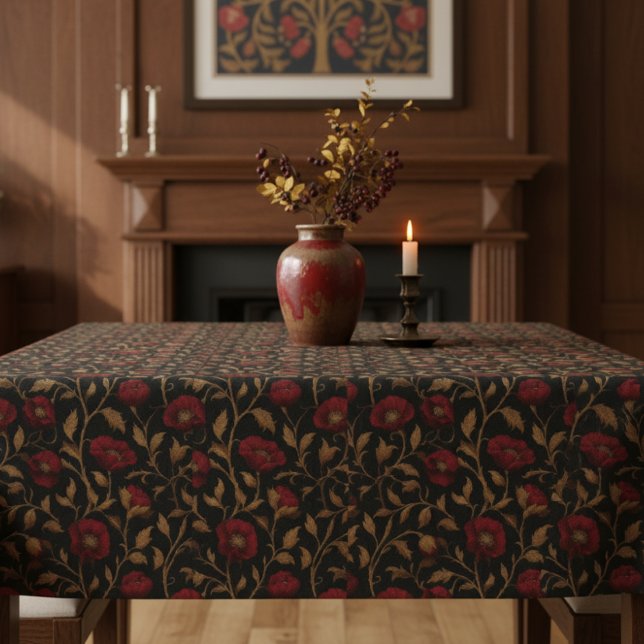 Mantel Vintage William Morris Red Gold Poppy Floral (Subido por el creador)