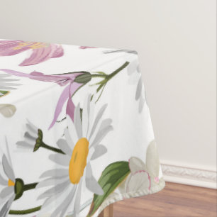 Mantel Violetas rosadas tropicales, margaritas y lirios s