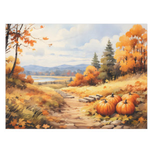 Mantel Watercolor Autumn Road Pumpkin Caída Saltos
