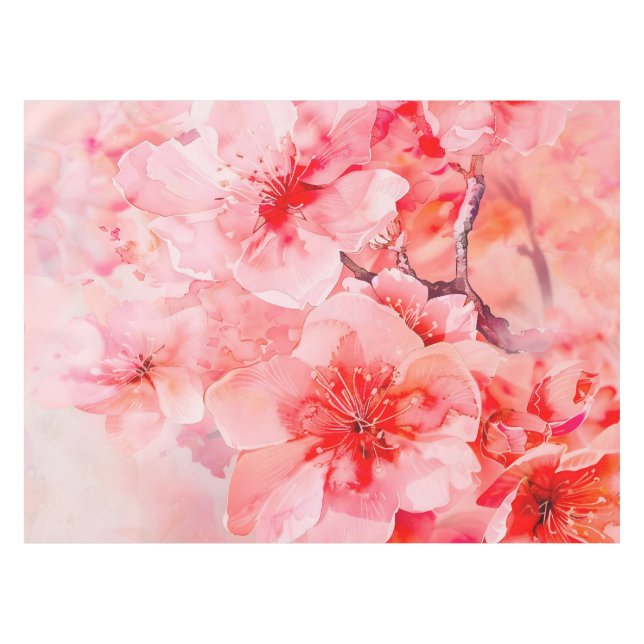 Mantel Watercolor Cherry Blossom (Frente (Horizontal))