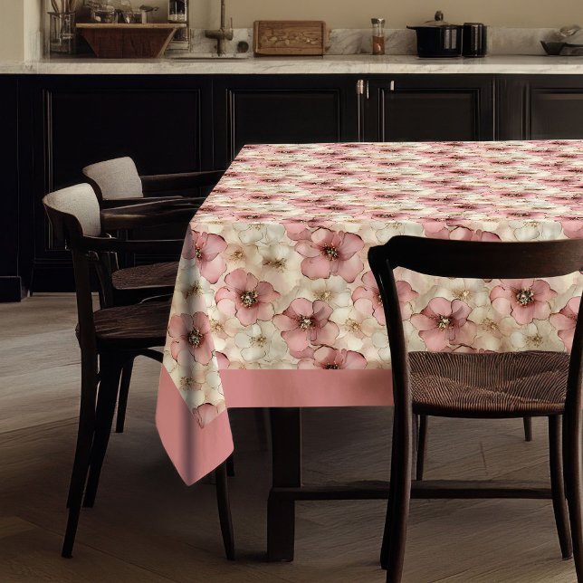 Mantel Watercolor dusty rose and gold elegant tablecloth (Watercolor dusty rose and gold elegant tablecloth)