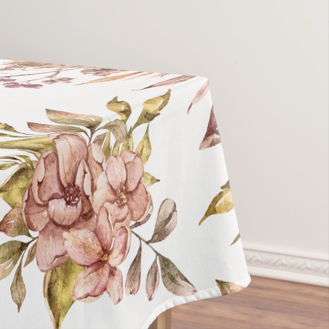 Mantel Watercolor Floral Clusters in Blush & Sage (In Situ)