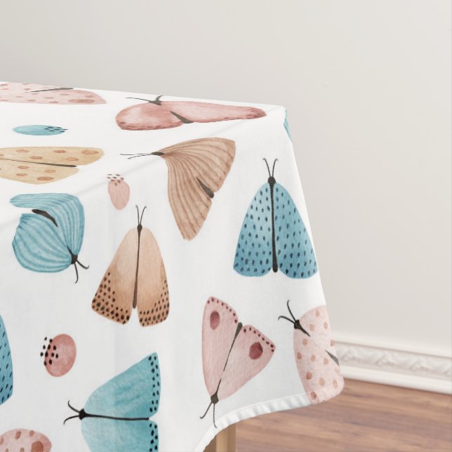 Mantel Watercolor Girly Boho Blue Butterfly Mog Monograma (In Situ)