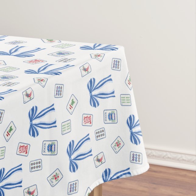 Mantel Watercolor Mahjong Tiles & Bows (In Situ)