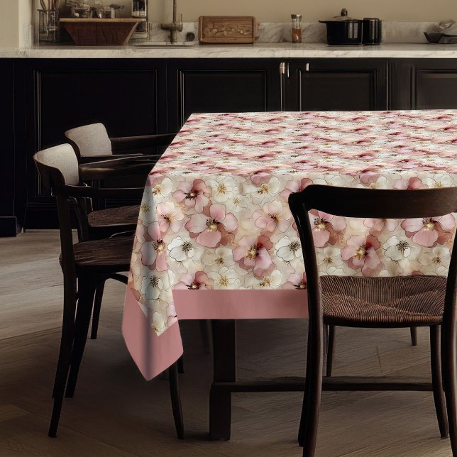 Mantel Watercolor soft pastel pink gold aerial tablecloth (Watercolor soft pastel pink gold aerial tablecloth)