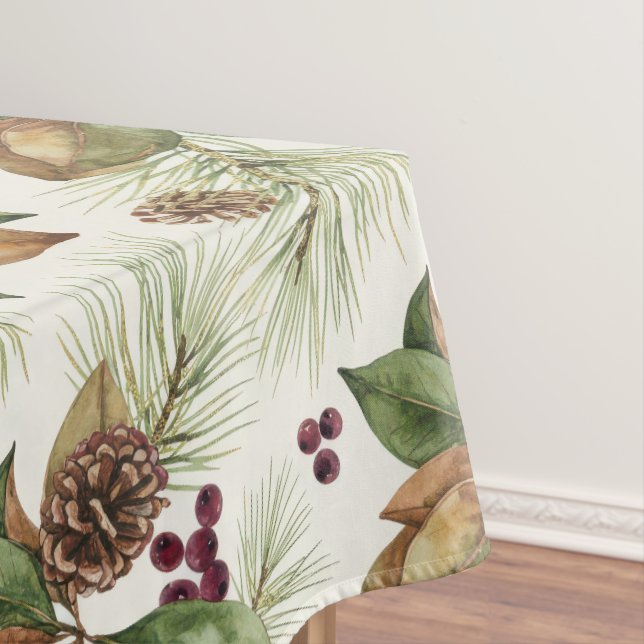 Mantel Watercolor Winter Botanical Pattern (In Situ)