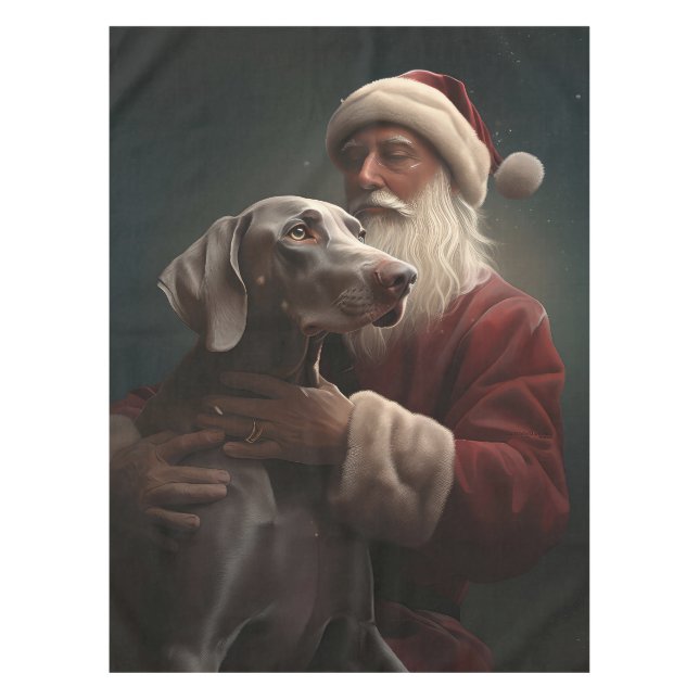 Mantel Weimaraner Con Santa Claus Navideño (Anverso)