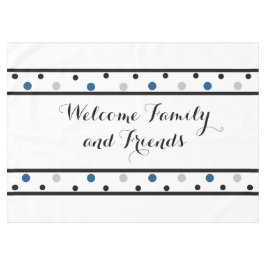 Mantel Welcome Azure Blue Silver Black Polka Dots
