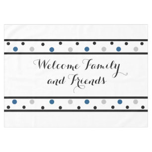 Mantel Welcome Azure Blue Silver Black Polka Dots