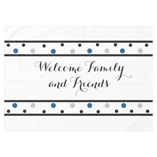 Mantel Welcome Azure Blue Silver Black Polka Dots (Frente (Horizontal))