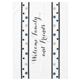 Mantel Welcome Azure Blue Silver Black Polka Dots