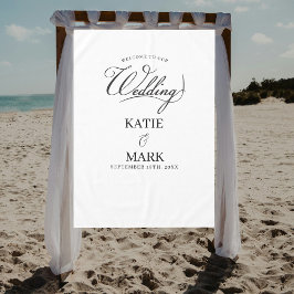 Mantel Welcome To Our Wedding Calligraphy Fabric Sign