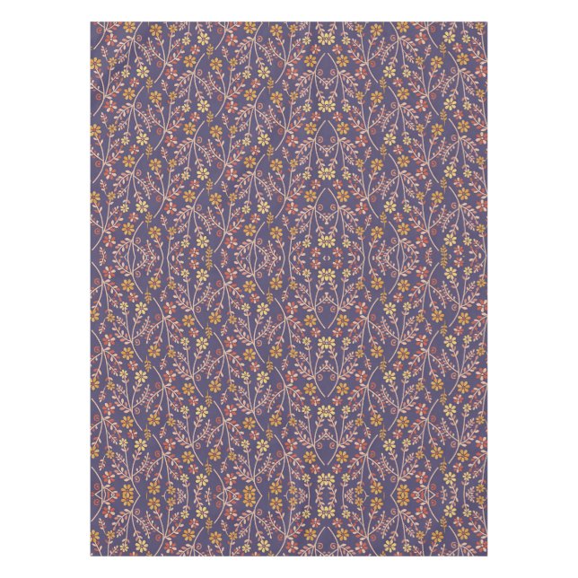 Mantel Whimsical Floral Design with Vines on Purple Back (Anverso)