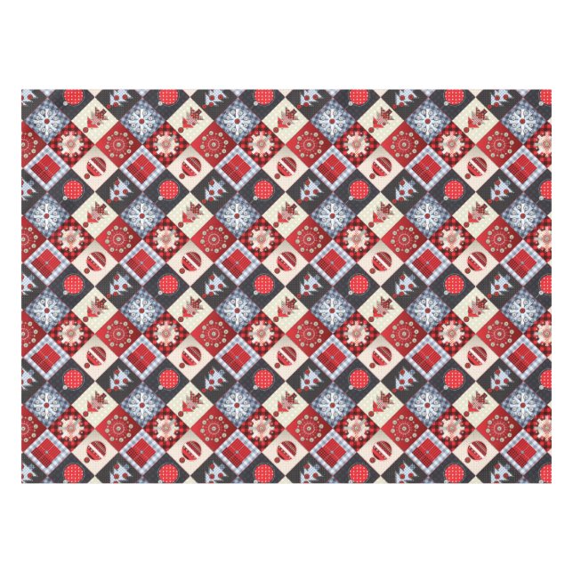Mantel Whimsical Gingham Navidades Patchwork Quilt (Frente (Horizontal))