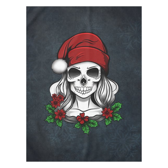 Mantel Whimsical Gothic Santa Skull Navidades (Anverso)