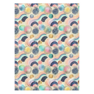 Mantel Whimsical Pastel Rainbow Waves y Purpurina Resumen