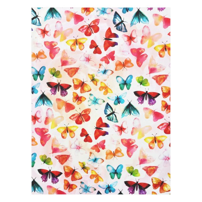 Mantel Whimsical Rainbow Forest Butfly acuarela (Anverso)